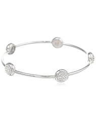 Sterling Silver Crystal Bangle Bracelet, 8"
