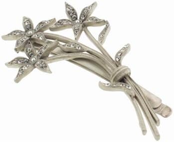 Linda Levinson - Trio Of Flowers - Swarovski Crystals on Silver Finished Bobby (1 Pin)
