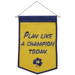 Notre Dame Fighting Irish Play Like A Champion Today Wool 12x18 Mini Banner by SportsFanShop