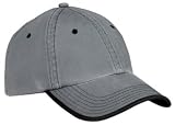 NEW Port Authority - Vintage Washed Contrast Stitch Cap Charcoal/Black-OSFA