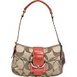 Coach Signature Soho Flap Shoulder Bag 13042 Khaki Coral