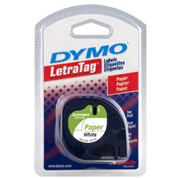 Office Product: Dymo 10697 1/2in X 13ft Letratag White Paper Tape  2 Tapes 