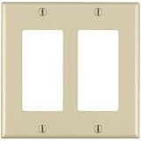 Leviton 80409-I 2-Gang Decora/GFCI Device Decora Wallplate, Standard Size, Thermoset, Device Mount, Ivory