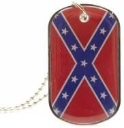Rebel Confederate Dukes of Hazzard Flag Dog Tag Metal Necklace with 14 Inch Chain ... New