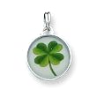 Sterling Silver Imprinted Four Leaf Clover Charm with 20 Inch Chain