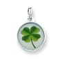 Sterling Silver Imprinted Four Leaf Clover Charm with 20 Inch Chain