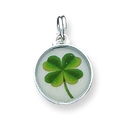 Sterling Silver Imprinted Four Leaf Clover Charm with 20 Inch Chain