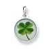 Sterling Silver Imprinted Four Leaf Clover Charm with 20 Inch Chain