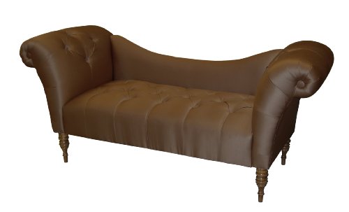 Roslyn Double Arm Tufted Chaise Lounge by Skyline Furniture in Chocolate Shantung