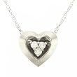 10KT White Gold 3 Stone Heart Pendant Necklace Diamond
