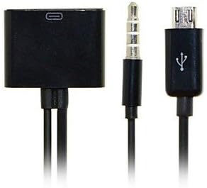 Lenggotong 30pin Female to Micro USB 5pin Male Data Charge with Audio Cable