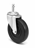 ER Wagner Light Duty Stem Swivel Caster 3 Inch Soft Rubber Wheel 100 lbs Load Capacity
