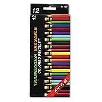 DIXON TICONDEROGA CO. Ticonderoga Erasable Colored Pencil, 2.6 mm, 12 Assorted Colors/set
