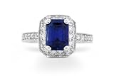 230 Ct 18k Emerald Cut Sapphire and Diamond Ring for sale