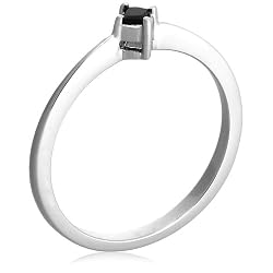 10k White Gold Princess-Cut Black Diamond Ring (.07 cttw) 10k White Gold Princess-Cut Black Diamond Ring (.07 cttw)