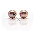 HinsonGayle AAA Round 8.0-8.5mm Naturally Pink Cultured Pearl Stud Earrings (14K White Gold)