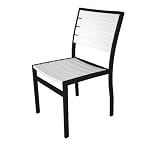 Recycled Earth-Friendly European Outdoor Dining Chair - White with Black Frame