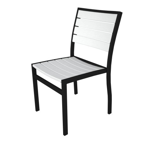 Recycled Earth-Friendly European Outdoor Dining Chair - White with Black Frame