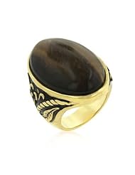 Polished Tiger Eye Solitaire Cocktail Ring