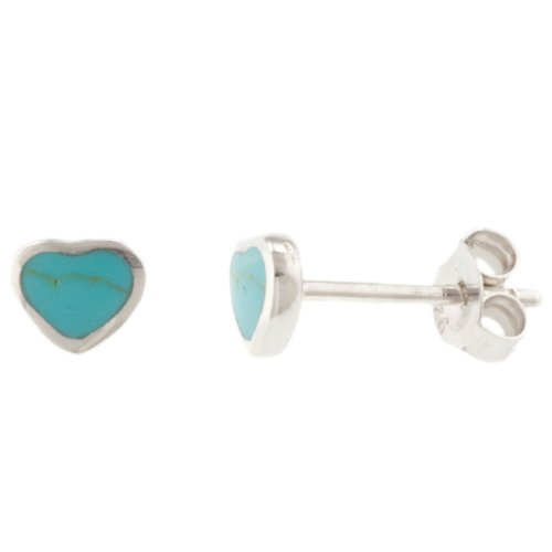 Sterling Silver Petite Inlay Heart Stud Earrings