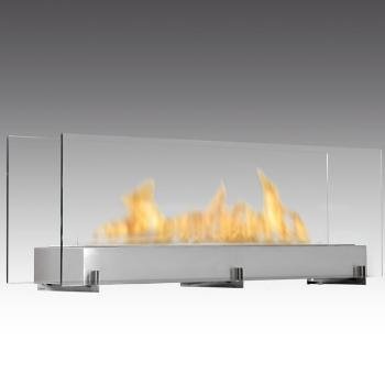 Eco-Feu Vision III Free-Standing Fireplace, Stainless Steel