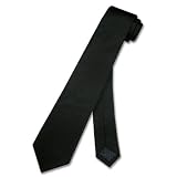 SILK Narrow NeckTie Skinny BLACK Thin Mens Neck Tie