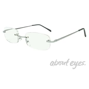 G614 Slim Silver Frameless Reading Glasses Lens Strength +2.0