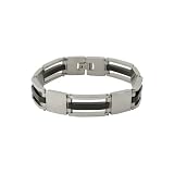 Men's Stainless Steel Polished & Matte Link Bracelet, 8.5