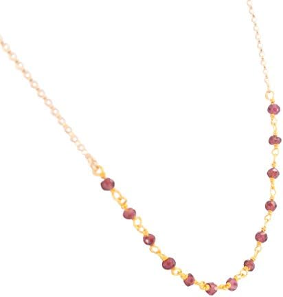 Delicate Garnet Gemstone Necklace on Gold Filled Chain (Heart Chakra), 16", 18" or 20" Lengths (20 Inches)