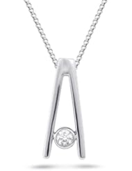 Womens 10K White Gold Diamond Floating Cluster Pendant Necklace (1/10 cttw, I-J Color, I2-I3 Clarity), 18"
