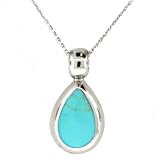 31k3IDlUfrL. SL160  Sterling Silver Turquoise Inlay Tear Drop Pendant 18