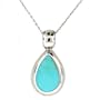 Sterling Silver Turquoise Inlay Tear Drop Pendant, 18"