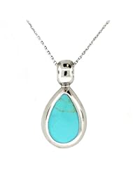 Sterling Silver Inlay Tear Drop Pendant Necklace, 18"