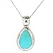 Sterling Silver Turquoise Inlay Tear Drop Pendant, 18"