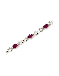14K White Gold Oval Ruby and Diamond Bracelet