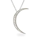 Eve's Addiction Sterling Silver Waning Crescent CZ Moon Pendant