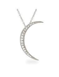 Sterling Silver Waning Crescent CZ Moon Pendant