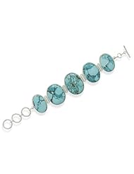 Turquoise Stone Toggle Bracelet Designer 925 Sterling Silver