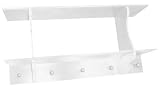 Allen 5 - hook Wall Shelf, 5 HOOKS, WHITE