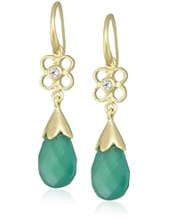 Renata de Dalmas White Topaz and Green Agate Drop Earrings