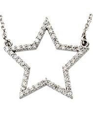 Clevereves 14K White Gold 1 4 Ct Tw I1,Gh 16 3 4" Diamond Star Necklace