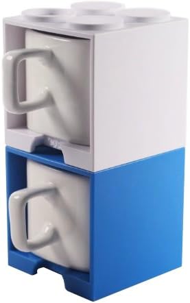 Cube Mug Mini (Blue and White), 4 oz Stackable Coffee Mug for Espresso
