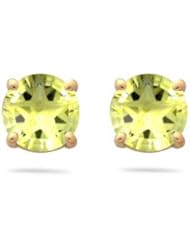 5.90 Cts of 9 mm Texas Star Lemon Citrine Stud Earrings in 14K Yellow Gold