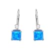 Earrings With Created Opals and Topazes Beautifully Crafted in White Gold Length 16mm