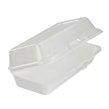 Dart 72HT1 7.1 Inch Length by 3.8 Inch Width by 2.3 Inch Height White Hot Dog Foam Hinged Lid Carryout Container 125-Pack (Case of 4)