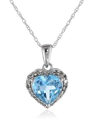 10k Gold Birthstone and Diamond Heart Pendant