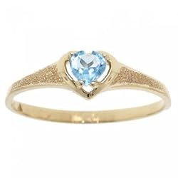 Heart Cut Blue Topaz Ring Crafted in Textured 10KT Yellow Gold