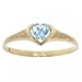 Textured 10K Solid Yellow Gold Heart Ring w/ Blue Topaz
