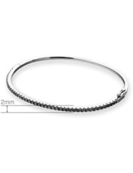 18K White Gold Oxidized Round Black Diamond Accents Channel Set Bangle (0.88 cttw, G-H Color, VS2-SI1 Clarity)