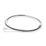 18K White Gold Oxidized Channel Set Round Black Diamond Accents Bangle